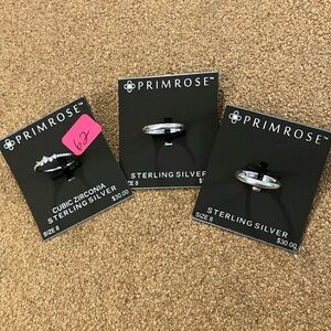 Three new ladies sterling silver rings size 8, $90 value